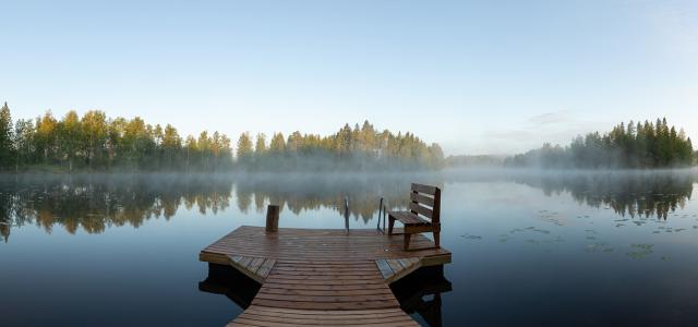 Wooden pier on the lake